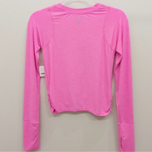 FP Movement Tempo Ruched Long Sleeve NWT Size M Free People Top Fuchsia Pink - Picture 6 of 8